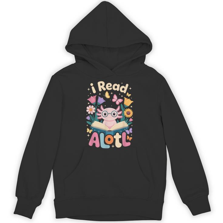 Reading Axolotl Book Lover Wildflowers Unisex Hoodie