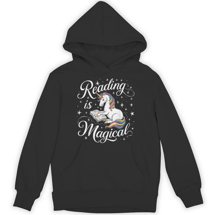 Reading Is Magical Unicorn Book Lover Fantasy Kids Unisex Hoodie