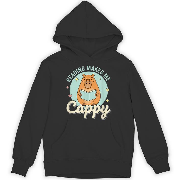 Reading Makes Me Cappy Bookworm Capybara Book Reading Unisex Hoodie