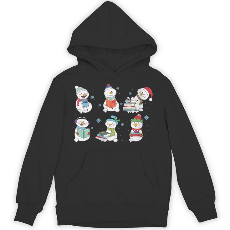Reading Snowman Christmas Book Lovers Bookworm Librarian Unisex Hoodie