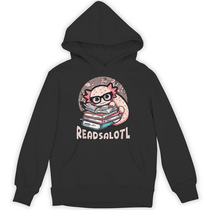 Readsalotl Axolotl Reading Books Glasses Bookworm Pun Fun Unisex Hoodie