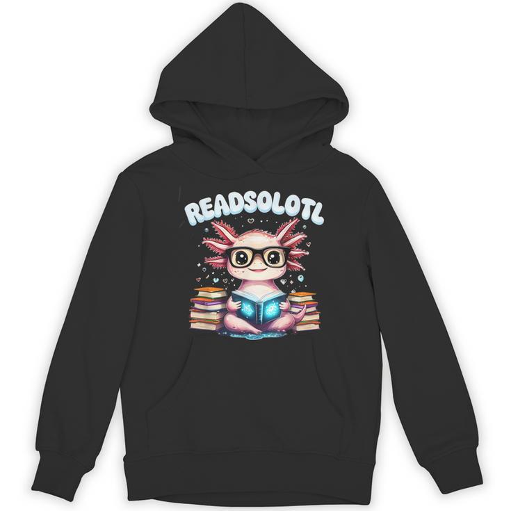 Readsolotl Pink Kawaii Axolotl Read Book Lover Reading Unisex Hoodie