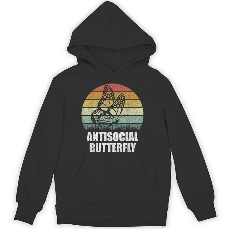 Retro Antisocial Butterfly Shirt For Introverts Unisex Hoodie