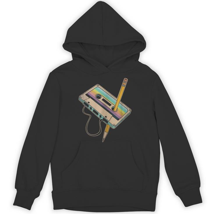 Retro Cassette And Pencil 80s 90s Nostalgia Music Lover Unisex Hoodie