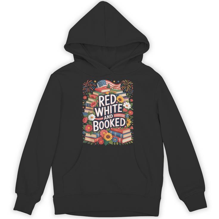 Retro Floral Red & Booked Library Reading 4th Of July Unisex Hoodie