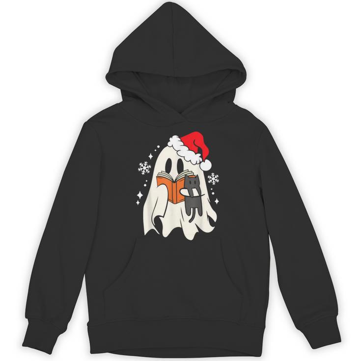 Retro Ghost Reading Book With Cat Bookish Club Christmas Men Women Kids Unisex Hoodie