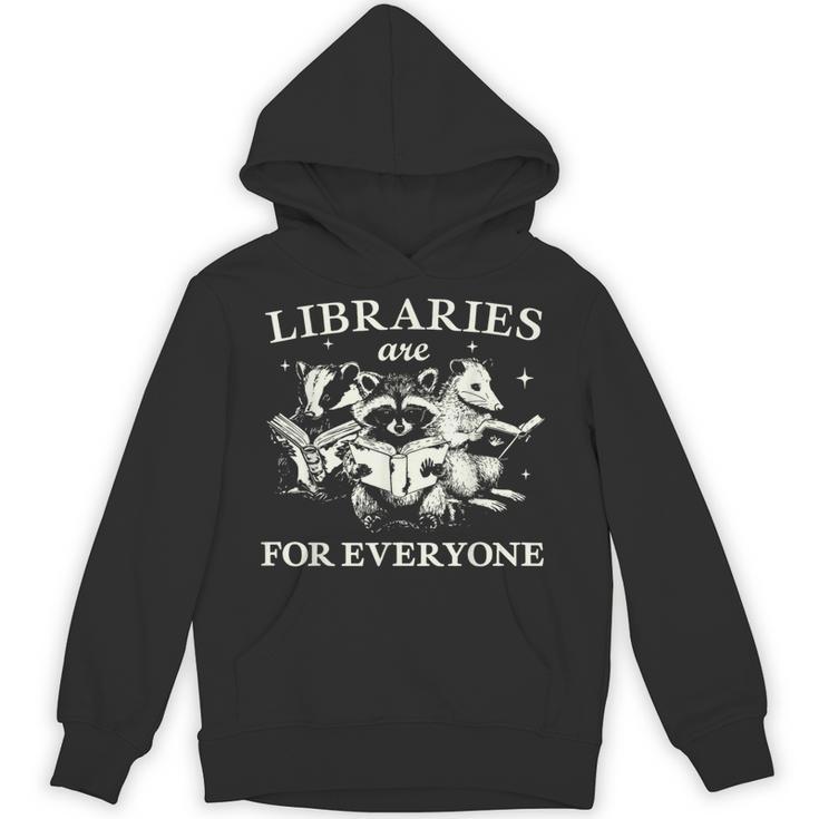Retro Libraries Are For Everyone Racoon Reading Book Lover Unisex Hoodie