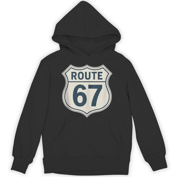 Retro Route 67 Highway Sign Vintage Road Nostalgia Unisex Hoodie