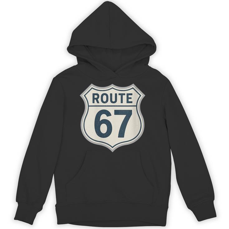 Retro Route 67 Highway Sign Vintage Road Nostalgia Unisex Hoodie