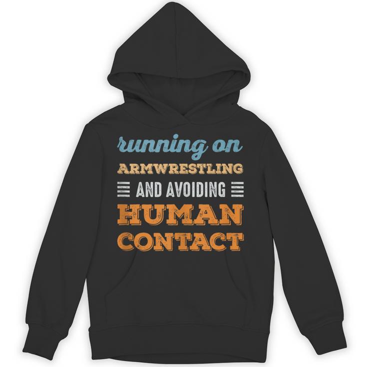 Running On Armwrestling Social Introvert Humor Vintage Unisex Hoodie