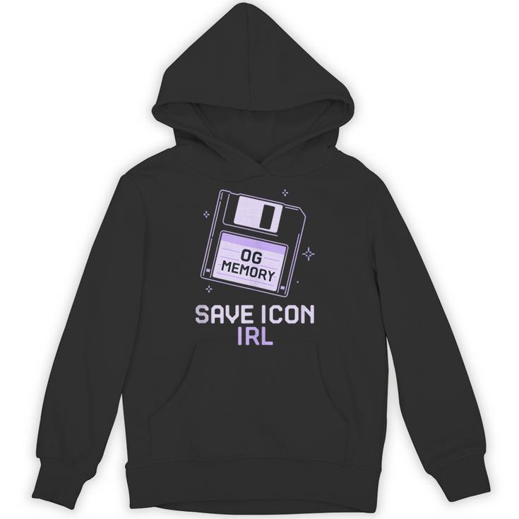 Save Icon IRL Retro Tech Humor Floppy Disk 90s Nostalgia Unisex Hoodie