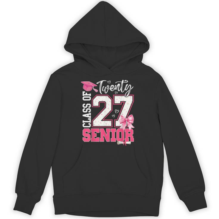 Senior 2027 Class Of 2027 Pink Coquette Bow Graduation Girl Unisex Hoodie