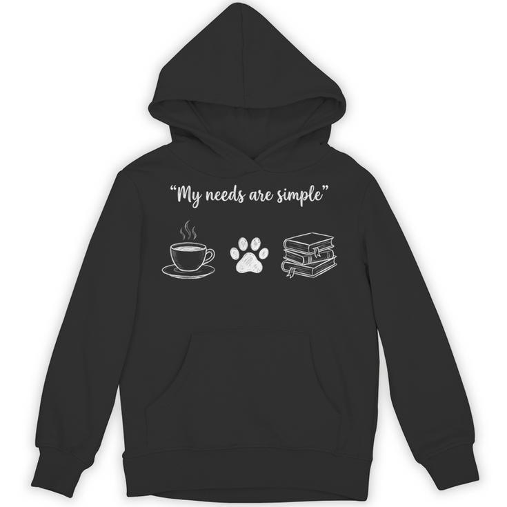 Simple Needs Coffee Paw & Books Reading Graphic Book Lovers Unisex Hoodie