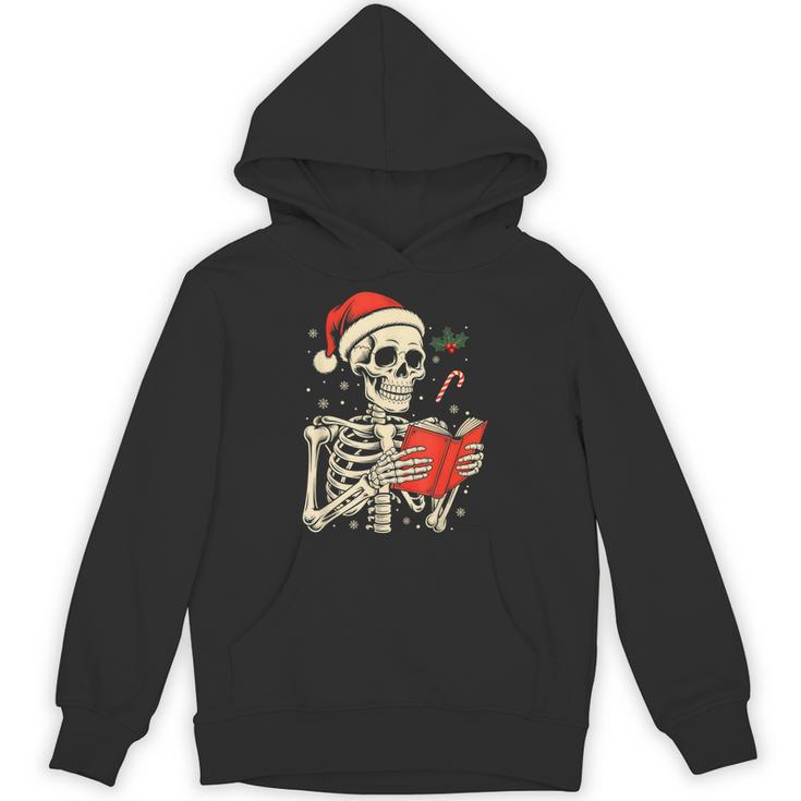 Skeleton Reading Book Christmas Teacher Librarian Book Lover Unisex Hoodie