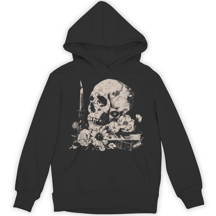 Skull Books Flowers Goth Reader Grunge Dark Alt Aesthetic Unisex Hoodie