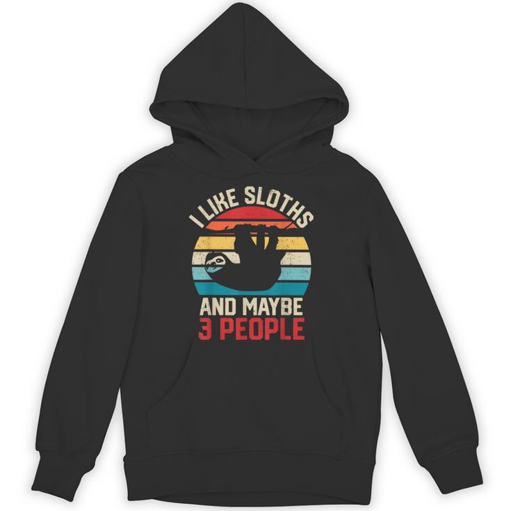I Like Sloths And Maybe 3 People Sloth Introvert Vintage Unisex Hoodie