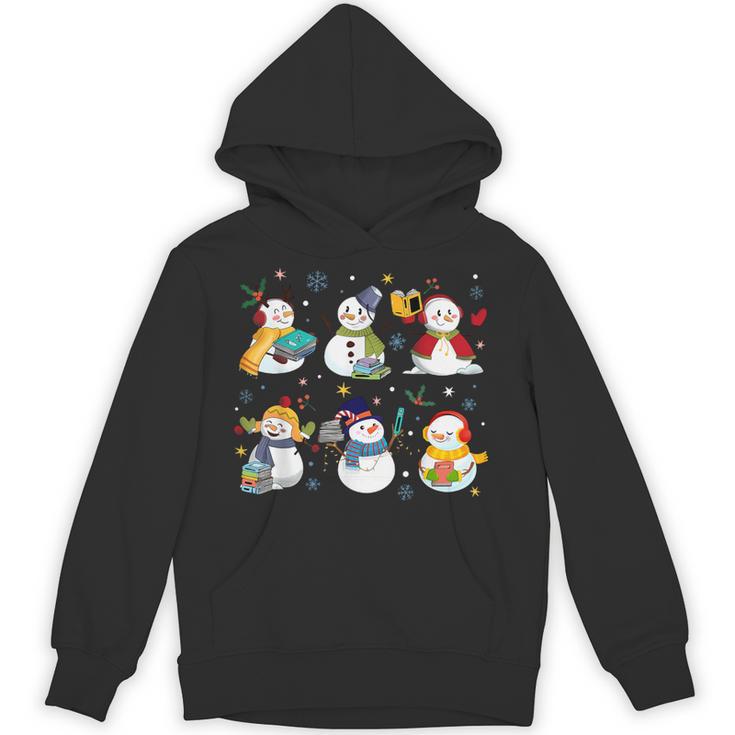 Snowman Reading Books Teacher Christmas Librarian Bookworm Unisex Hoodie