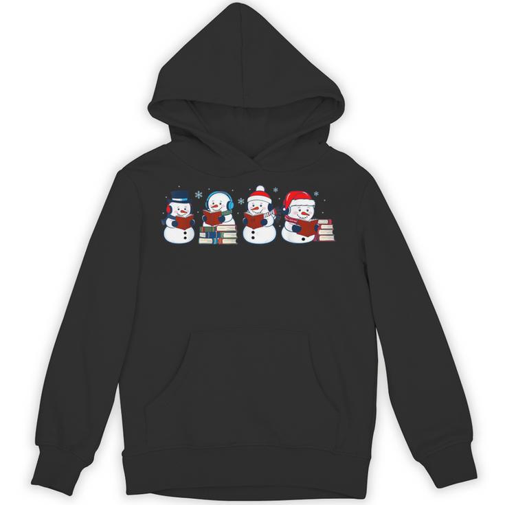 Snowman Reading Books Teacher Librarian Bookworm Christmas Unisex Hoodie