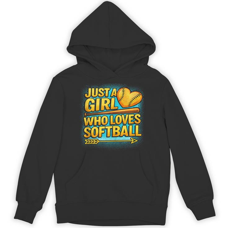 Softball Just A Girl Comic Book Style Graphic For Teens Unisex Hoodie