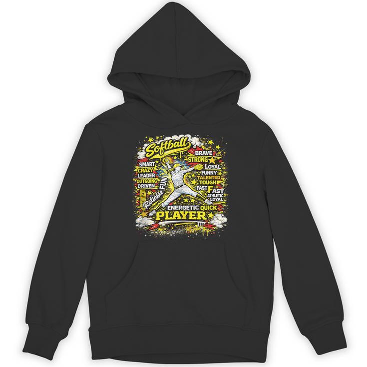 Softball Pitcher Best Traits Brave Retro Pop Comic Book Art Unisex Hoodie