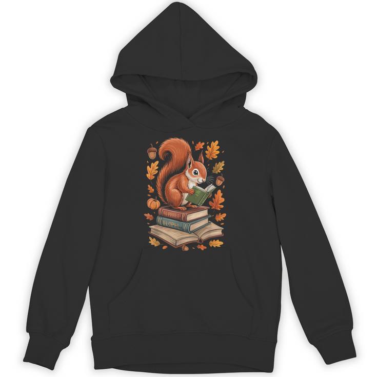 Squirrel Reading Book Lovers Fall Leaves Library Books Unisex Hoodie