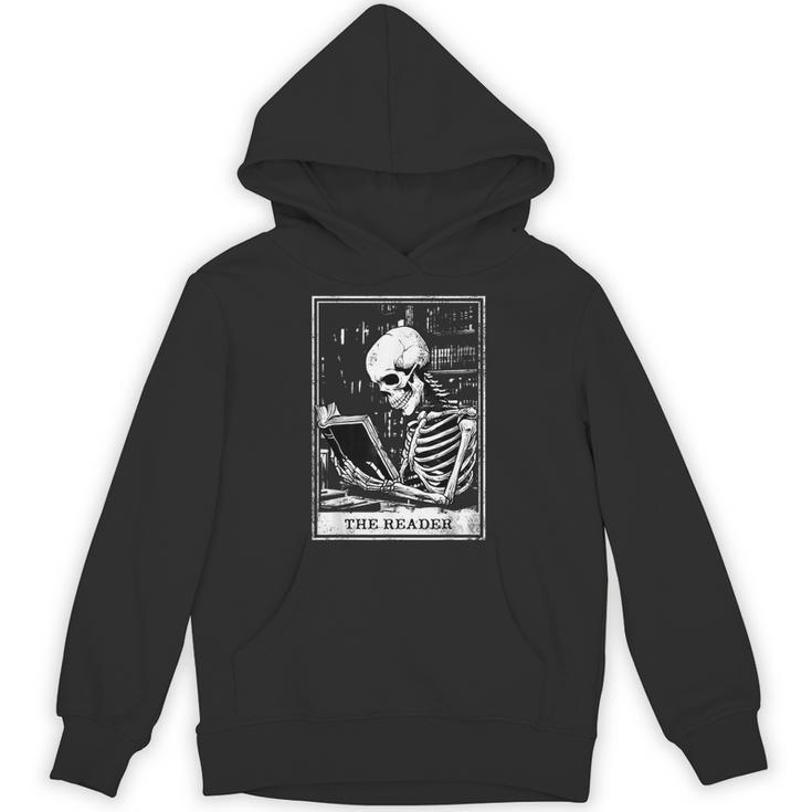 Tarot Card Shirt The Reader Tarot Skeleton Reading Book Unisex Hoodie