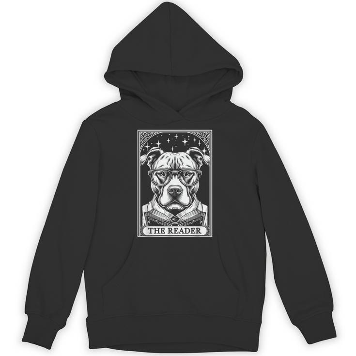 Tarot Card Vintage Pit Bull Pittie Dog Book Lover The Reader Unisex Hoodie