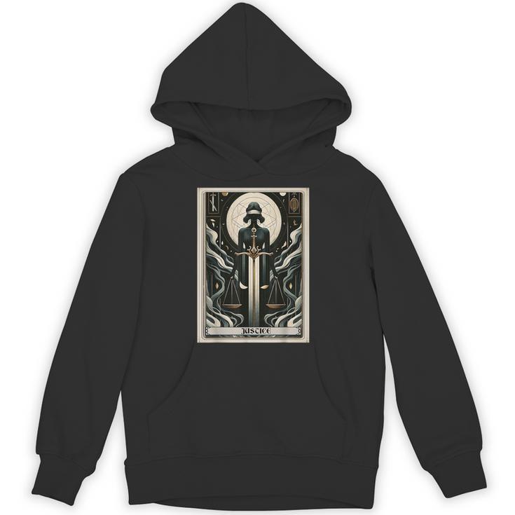Tarot Cards Guide Book Esoteric Mysticism Clothing Tarot Card Justice Unisex Hoodie