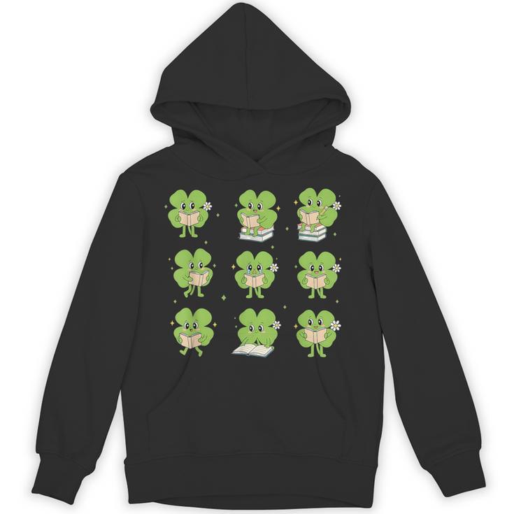 Teacher Reading Shamrock St Patrick’s Day Book Lover Kids Unisex Hoodie