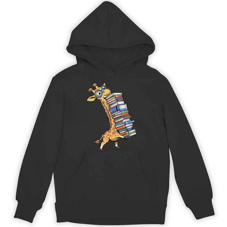 Teacher Shirt Giraffe Holding Books Bookworm Librarian Unisex Hoodie
