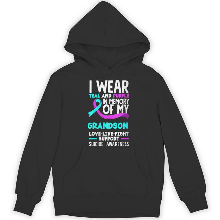 Teal & Purple In Memory Of My Grandson Suicide Prevention Unisex Hoodie
