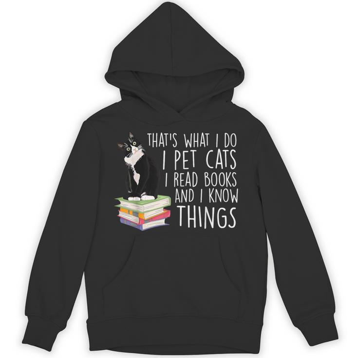That's What I Do I Pet Cat I Read Books Tuxedo Cat Bookworm Unisex Hoodie