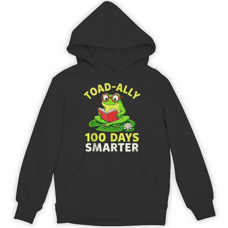 Toad-Ally 100 Days Smarter Frog Reading Book 100 School Day Unisex Hoodie