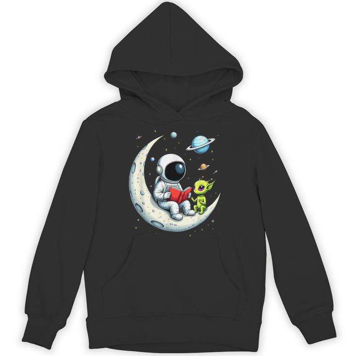 UFO Alien Astronaut Reading Book In Space Unisex Hoodie