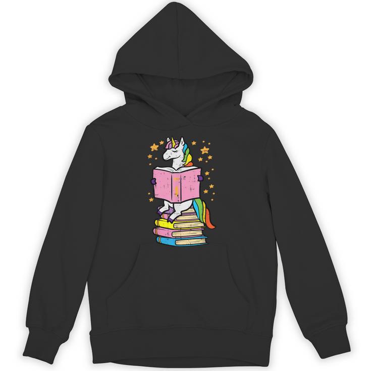 Unicorn Read Reading Book Librarian America Girls Women Unisex Hoodie