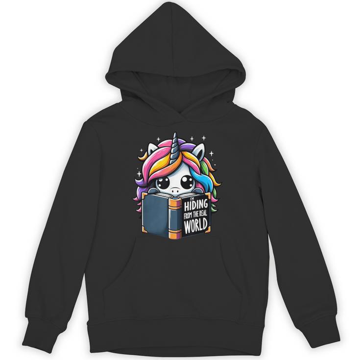 Unicorn Reading Book Reader Introvert Book Lover Humor Unisex Hoodie