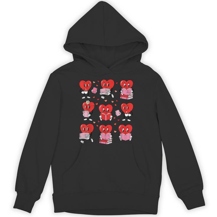Valentines Day Librarian Heart Reading Book Women Men Kids Unisex Hoodie