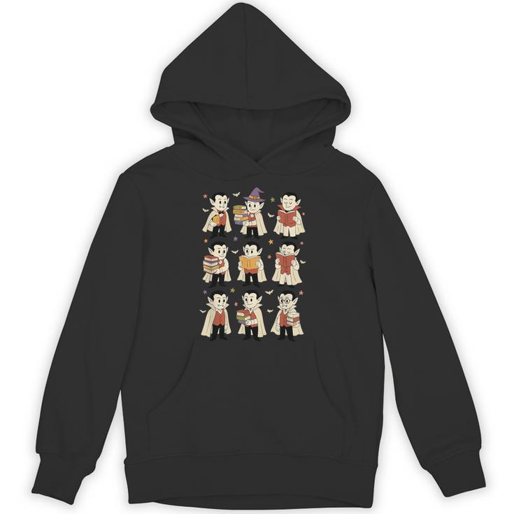 Vampire Reading Books Halloween Cute Teens Kids Unisex Hoodie