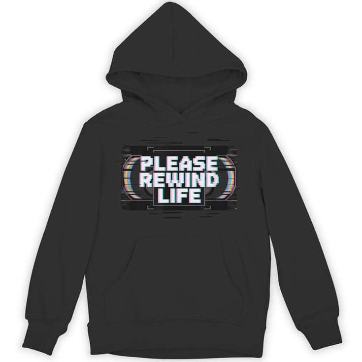 VHS Tape Rewind Glitch 90s Retro Nostalgia Please Rewind Unisex Hoodie