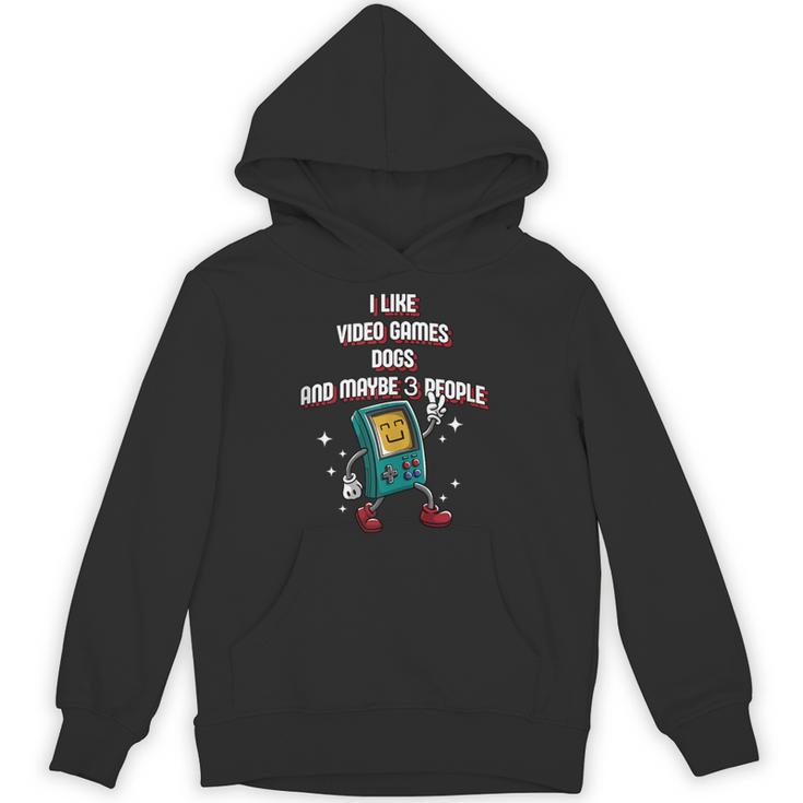 I Like Video Games Dogs And Maybe 3 People Gamer Introvert Unisex Hoodie
