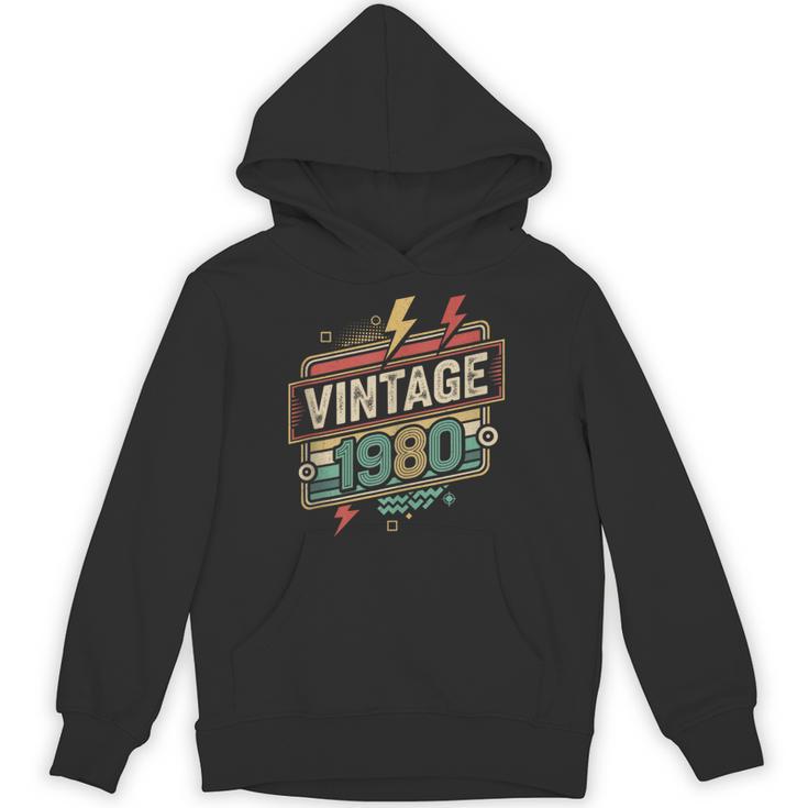 Vintage 1980 Retro Badge Decade Nostalgia Graphic Emblem Unisex Hoodie
