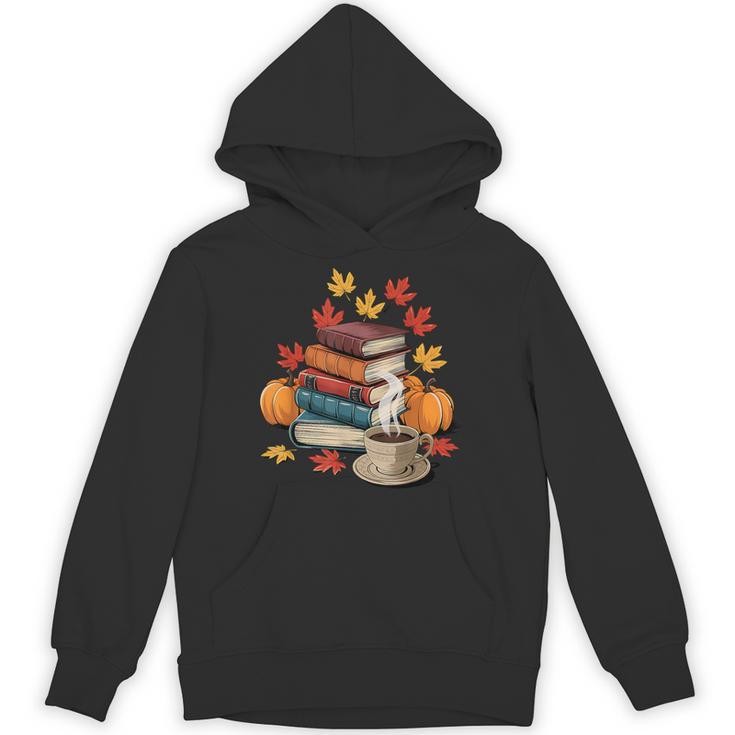 Vintage Books Tea Lovers Fall Autumn Leaves And Pumpkins Unisex Hoodie