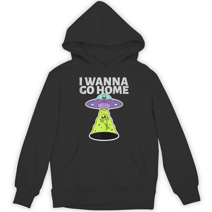 I Wanna Go Home Introvert UFO UAP Flying Saucer Trippy Alien Unisex Hoodie