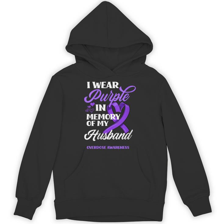 I Wear Purple In Memory Of My Husband Overdose Awareness Unisex Hoodie