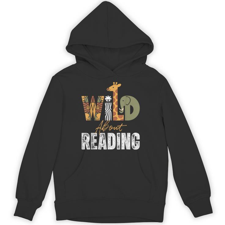 Wild About Reading Books Animal Theme Bookworm Library Day Unisex Hoodie