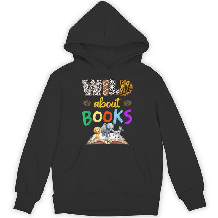 Wild About Reading Books Reader Bookworm Animals Book Lover Unisex Hoodie