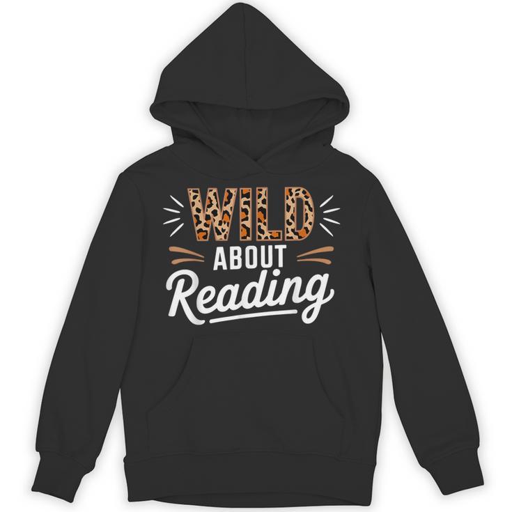 Wild About Reading Books Reader Lover Bookworm Leopard Print Unisex Hoodie