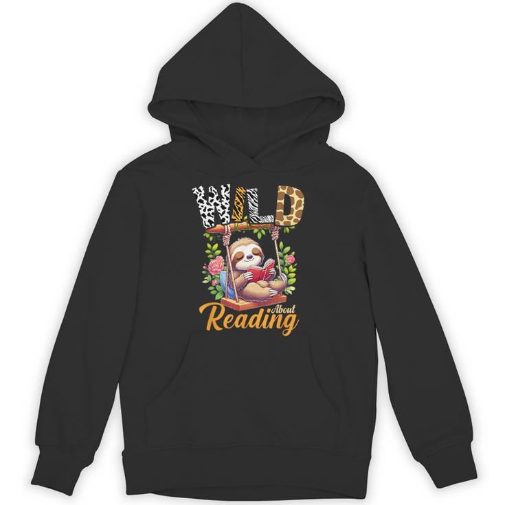 Wild About Reading Books Reader Lover Funny Teacher Animals For Men Women Kids Unisex Hoodie