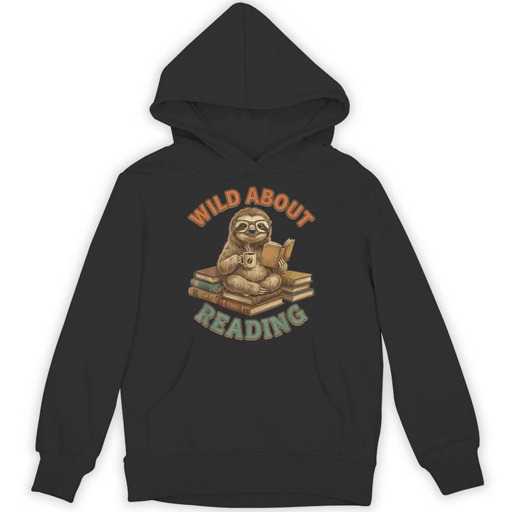 Wild About Reading Sloth Coffee Teacher Book Lover Unisex Hoodie