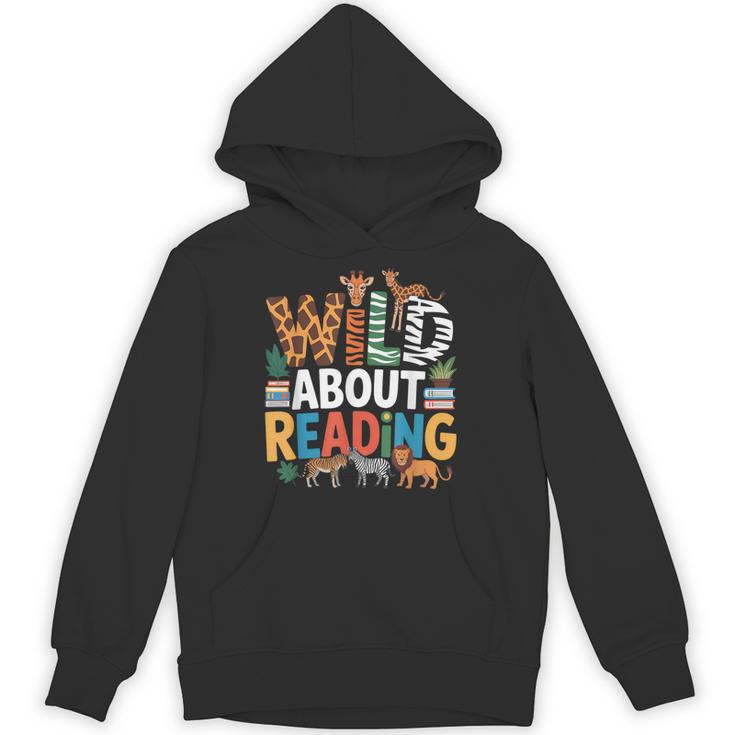 Wild About Reading Zoo Animals Books Reader Lover Unisex Hoodie
